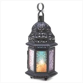  Iron Glass Magic Rainbow Candle Holder Hanging Lantern