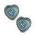 Sterling Silver Heart Inlayed Stone and Turquoise Earrings