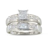Click To 1/5ct Diamond Micropave Diamond Bridal Engagement Set in Sterling Silver Details 1/5ct Diamond Micropave Diamond Bridal Engagement Set in Sterling Silver