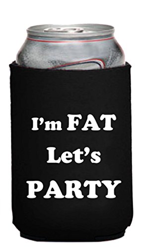 Funny Guy Mugs I'm Fat Let's Party Black Neoprene Can Coolie, Black