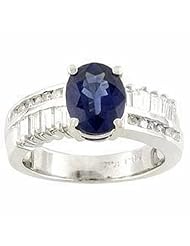 14K White Gold Sapphire and Diamond Ring -- LIFETIME WARRANTY