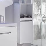 EAGO Design Seitenschrank X818B 33x82cm Bad-Hängeschrank Scharnier rechts und offene Ablage (weiß)