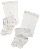 Country Kids Girls  2 Pack Christmas Tight, Ivory/Silver/White, 3-5