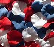 300 Silk Rose Petals Wedding Favors-Multi Colors - Red, Blue & White