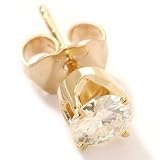 14K White or Yellow Gold 5.0mm Moissanite Single Stud Men's Earring