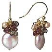 14K Gold Over Silver Cluster Drop Earring - Garnet/Pearl