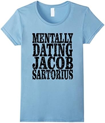 Women's Mentally Dating Jacob Sartorius T-Shirt Black Small Baby Blue