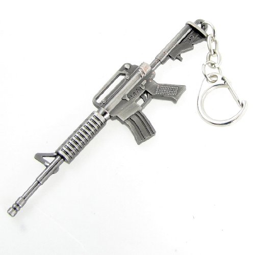 Miniature Gray Metal M4A1 Assault Rifle Model Keychain Bag Pendant