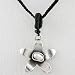Flower Pendant with Pearl Gemstone Bead on a 16" Thin Black Braided Choker Cord, #8814