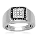 Men's Sterling Silver Black and White Diamond Square Ring (1/2 cttw, I-J Color, I2-I3 Clarity), Size 9