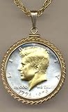 Bicentennial Kennedy Half Dollar (1976) Two Tone Rope Bezel U.S. Coin Pendant with 24