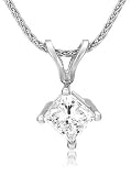 Platinum Princess Cut Diamond Solitaire Pendant (1/2 ct, G-H Color, VS2 Clarity)