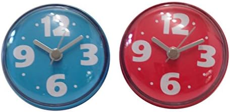 Bilik Shower Wall Clocks (Set of 2) - Water Resistant Colorful Fun Childrens Bathroom Accesssories - Blue & Red