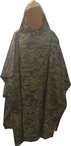 Military Style Ripstop Nylon Poncho Size: 55 x 90