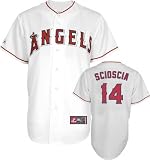 Mike Scioscia Jersey: Adult 2010 Majestic Home White Replica #14 Los Angeles Angels of Anaheim Jersey