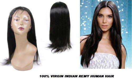 virgin Indian remy human hair full lace wig,silky straight,natural color,18"