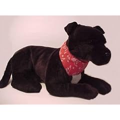 Liegender Stafford Terrier Hund mit Halstuch Pl�sch 50 cm Nr. 55077 von Bright Ideas