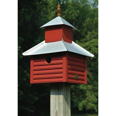 Rusty Rooster Red Wood Metal Roof