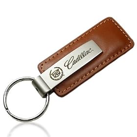 Cadillac Logo Brown Leather Key Chain