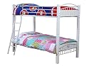 White Barcelona Single 3FT Wood & Metal Bunk Bed Frame in Beech | Can Split into 2 Beds