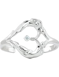 Stuller Sterling Silver Universal Love Heart Cuff Bracelet with 5.25MM Cubic Zirconia