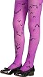 Girls Purple Bat Print Tights