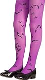 Girls Purple Bat Print Tights