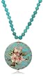 Sterling Silver Beaded Turquoise Necklace w/ Cloisonne Pendant, 16"-18"