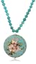 Sterling Silver Beaded Turquoise Necklace with Cloisonne Pendant, 16"-18"