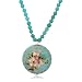 Sterling Silver Beaded Turquoise Necklace with Cloisonne Pendant, 16"-18"
