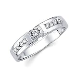 14k White Gold Womens Ladies Diamond Solitaire Wedding Ring Band .16 ct (G-H Color, SI2 Clarity)