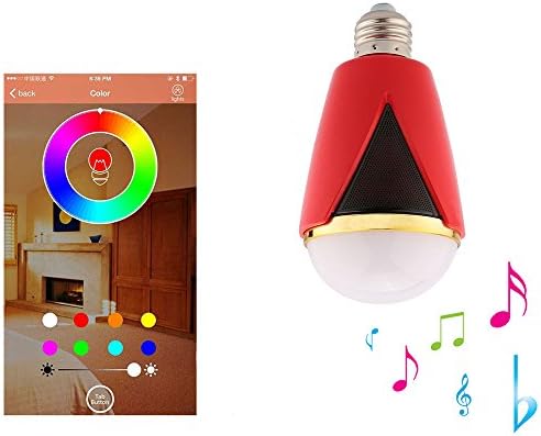 Elecs Smart Melody LED Bulb - Smartphone Bluetooth Controlled Dimmable Color Changing LED Light Bulb With Speaker - best gift (H1007 Red)