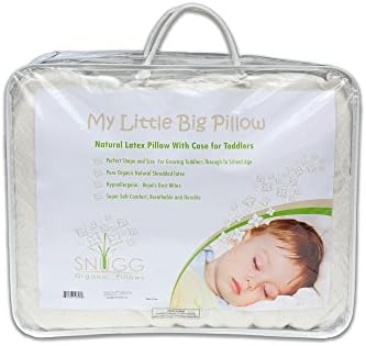 Natural Toddler Pillow WITH PILLOWCASE "My Little Big Pillow" Pure Organic Shredded Latex Pillow, Premium Quality, Custom Design, Naturally Hypoallergenic, Dust Mite Resistant. Perfect Larger Size for Children Age 2+.