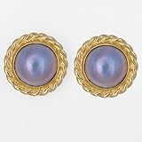 Ladies Black Pearl Earrings in 10k Gold