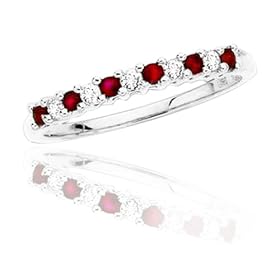 10k Yellow Gold Ruby and Diamond Ring, Size 7 by