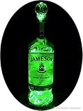 Upcycled Jameson Irish Whiskey Mood Therapy Liquor Bottle Light w/100 Green LED's Topped Off with an Asfour 30% Leaded Clear Crystal Prism Ball