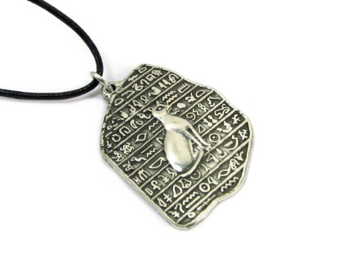 Egyptian Goddess Bastet Pewter Pendant on Cord Necklace, The Egyptian Collection