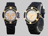New Finesse Black Watch with Stones Silicone Band Free Extra Battery