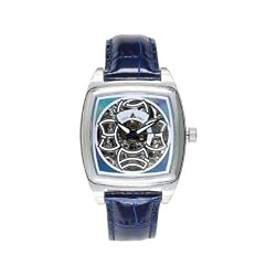 Tremont 3 Hand Automatic Skeleton Watch with Blue MOP Dial and Leather Strap. Model: 843332003239