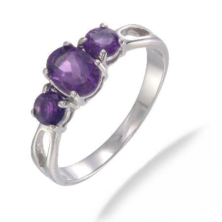 Bague Femme Argent Fin 925/1000 Amethyste Violet 1.5 CT T54