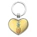 Pineapple Fruit on Yellow Tropical Background Heart Love Metal Keychain Key Chain Ring