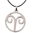 Zodiac Sign Necklace Aries Pendant Stainless Steel on Rubber Cord By Bucasi Zodiac Sign Necklace Aries Pendant Stainless Steel on Rubber Cord By Bucasi