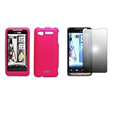 EMPIRE Hot Pink Rubberized Hard Case Cover + Mirror Screen Protector for Ve ....