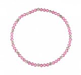 Anklet - A69 - Stretch - 4mm Swarovski (tm) Crystal and Silver Tone Heishi Beads ~ Rose