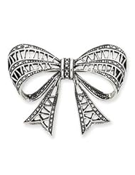 Sterling Silver Antiqued Open Design Bow Pin