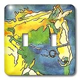 Taiche - Acrylic Painting - Horses - Horse and Bridle - bridle, equestrian, equestrianism, headstall, horse, horse owner, horse riding - Light Switch Covers - double toggle switch