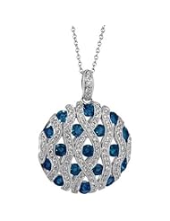 2.93ct tw Circle Sapphire and Diamond Pendant set in 14k White Gold