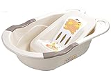 QvQ　ベビーバス　０〜５歳の赤ちゃん用　座ると寝る 　高品質　バスボード付き (クリーム色)