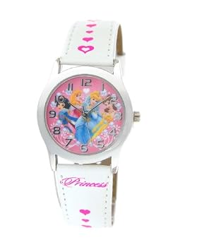 Disney Princess White Leather Strap Watch Model #41499B