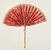 Asian Fusion Beaded Red Fan with Gold Tassel Christmas Ornament 9.5"